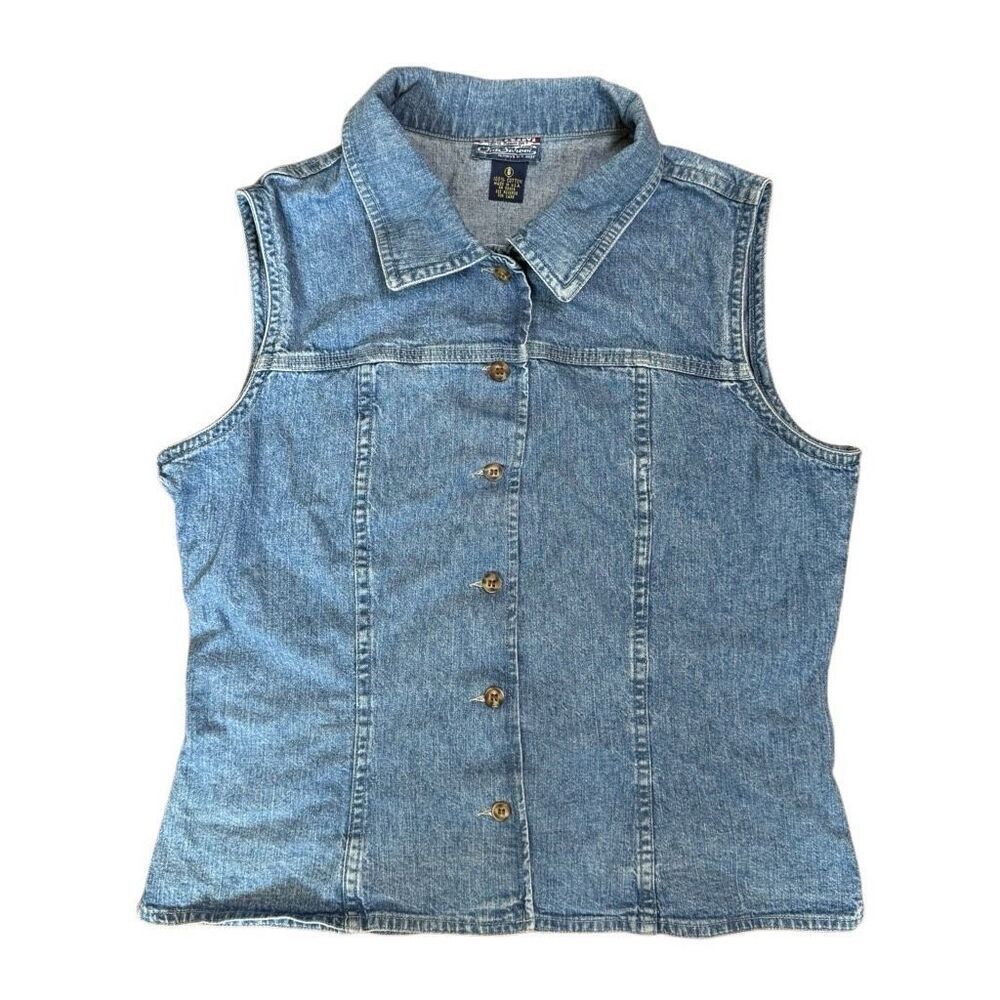 Vintage‎ Old School Denim Vest Top Button Up Women’s Size 8 90s USA Made